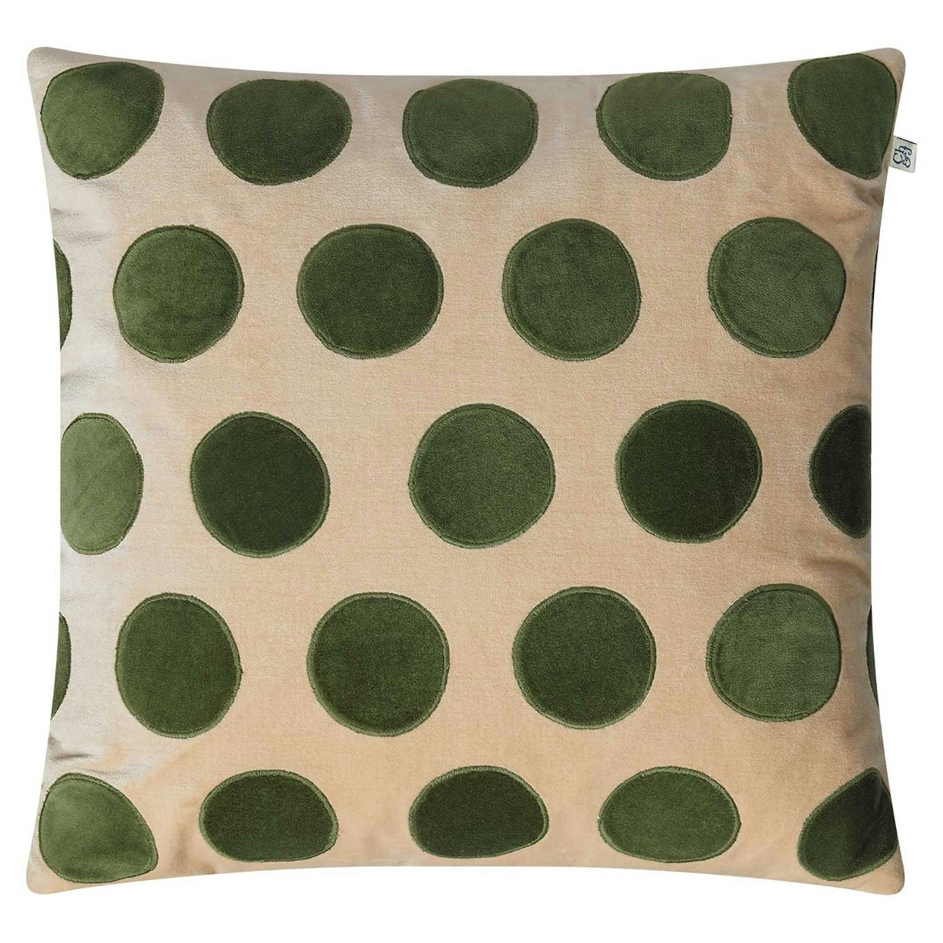 Circle Cushion Cover 50x50 cm, Beige/Cactus Green