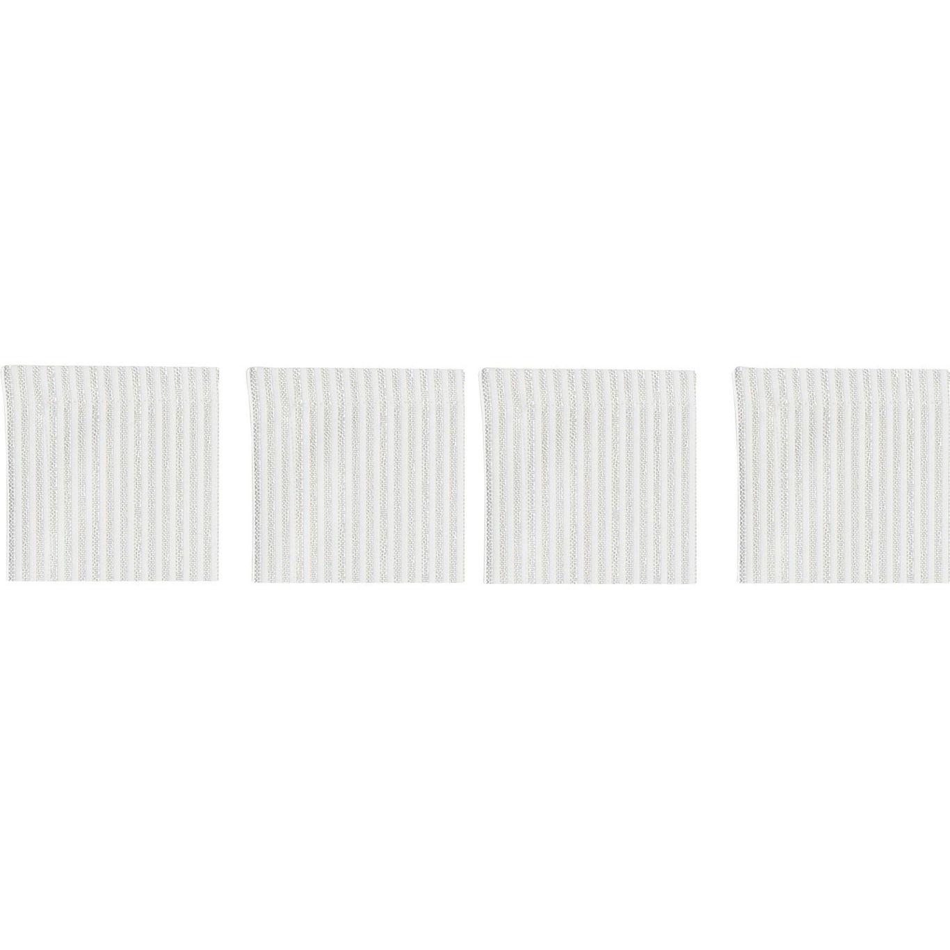 Narrow Stripe Lasinaluset 10x10 cm 4-pakkaus, Valkoinen