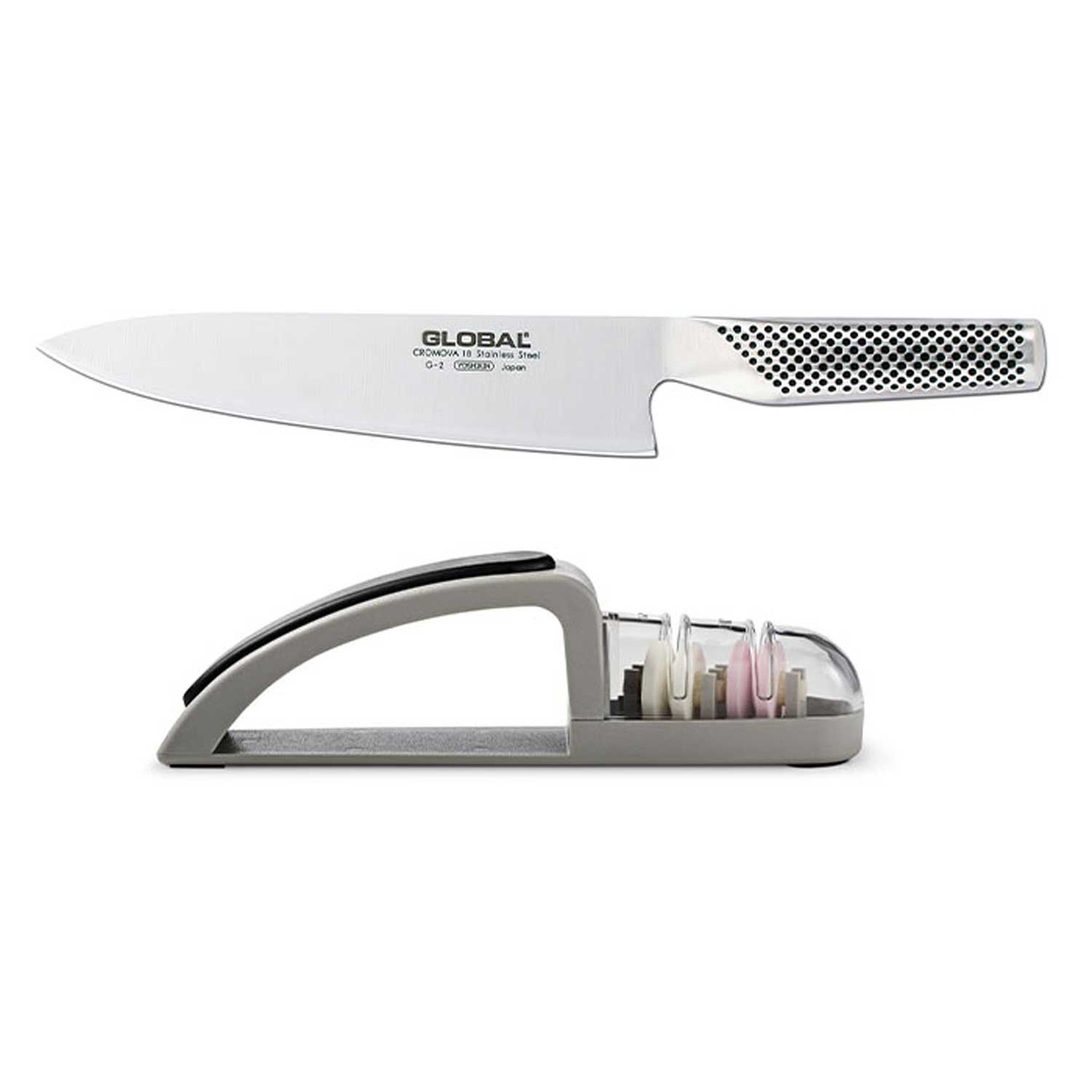 Global Chef Knife + Whetstone Knife Sharpener