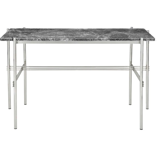 TS Pöytä 60x120 cm, Kiiltävä Teräs / Harmaa Emperadormarmori