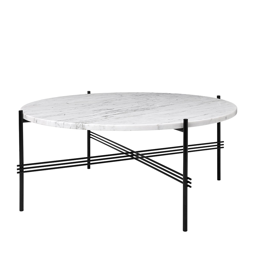 TS Sohvapöytä 80 cm, Musta / Valkoinen Carrara-marmori