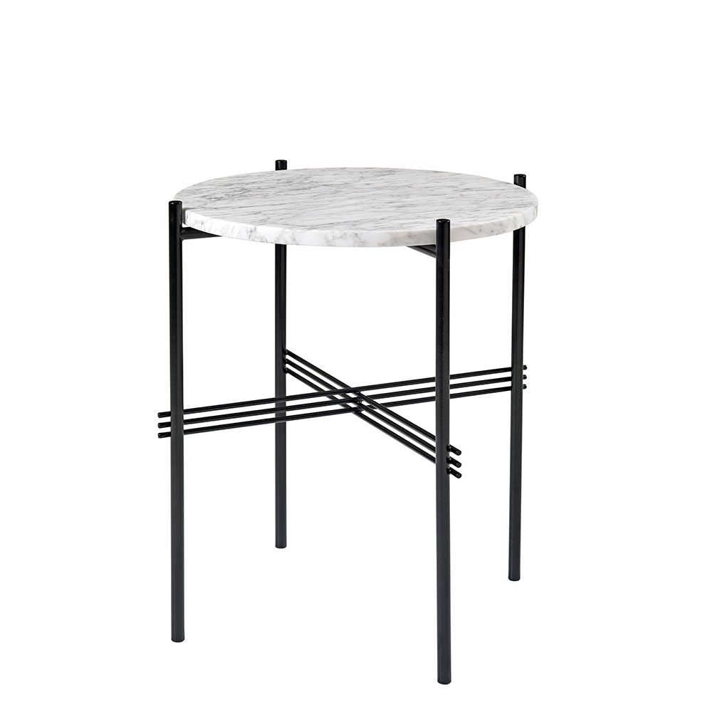 TS Sivupöytä 40 cm, Musta / Valkoinen Carrara-marmori