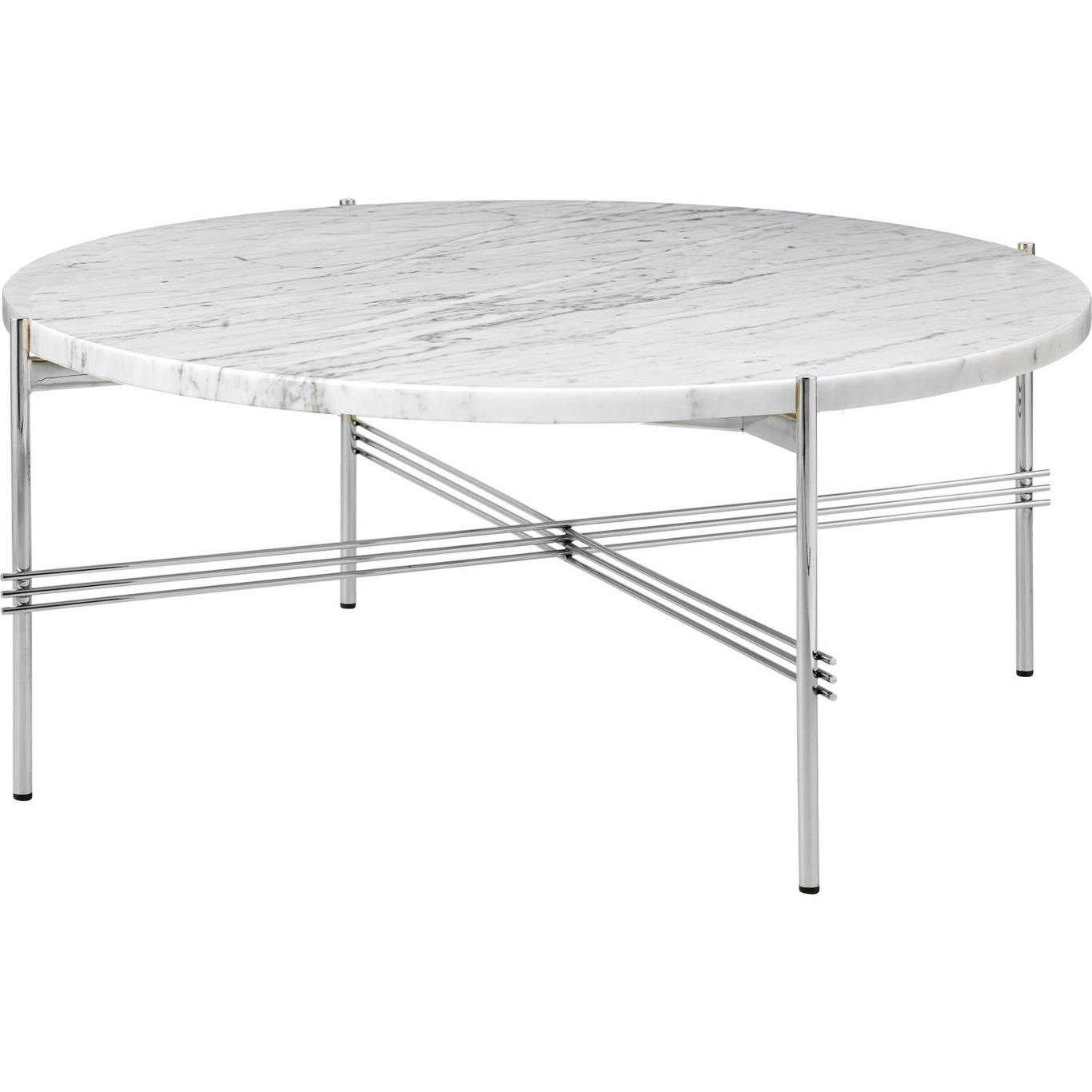 TS Sohvapöytä 80 cm, Kiiltävä Teräs / Valkoinen Carrara-marmori