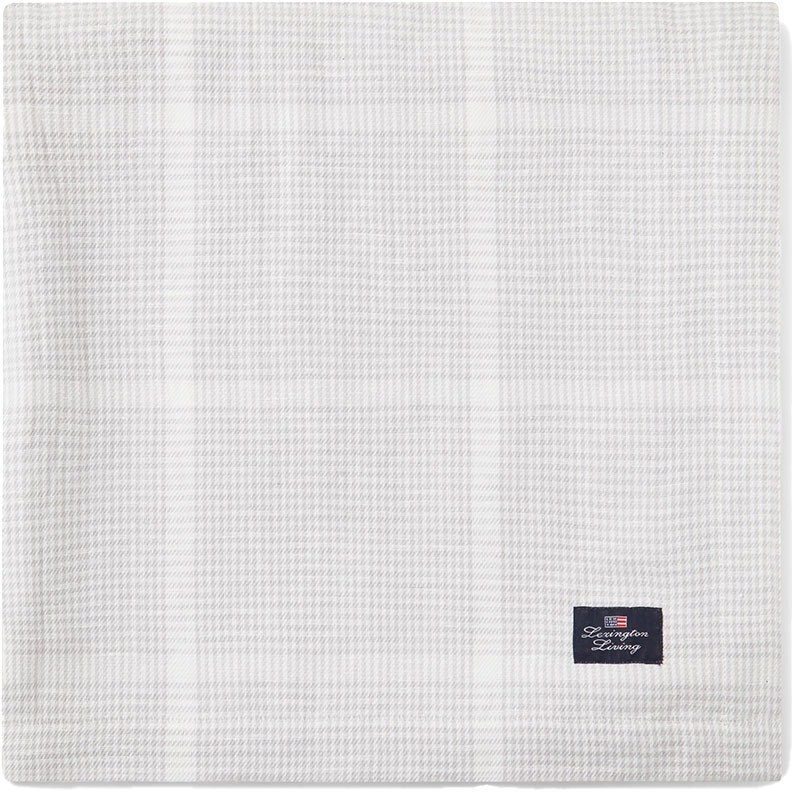 Cotton/Linen Pepita Check Pöytäliina Valkoinen/Vaaleanharmaa, 180x180 cm