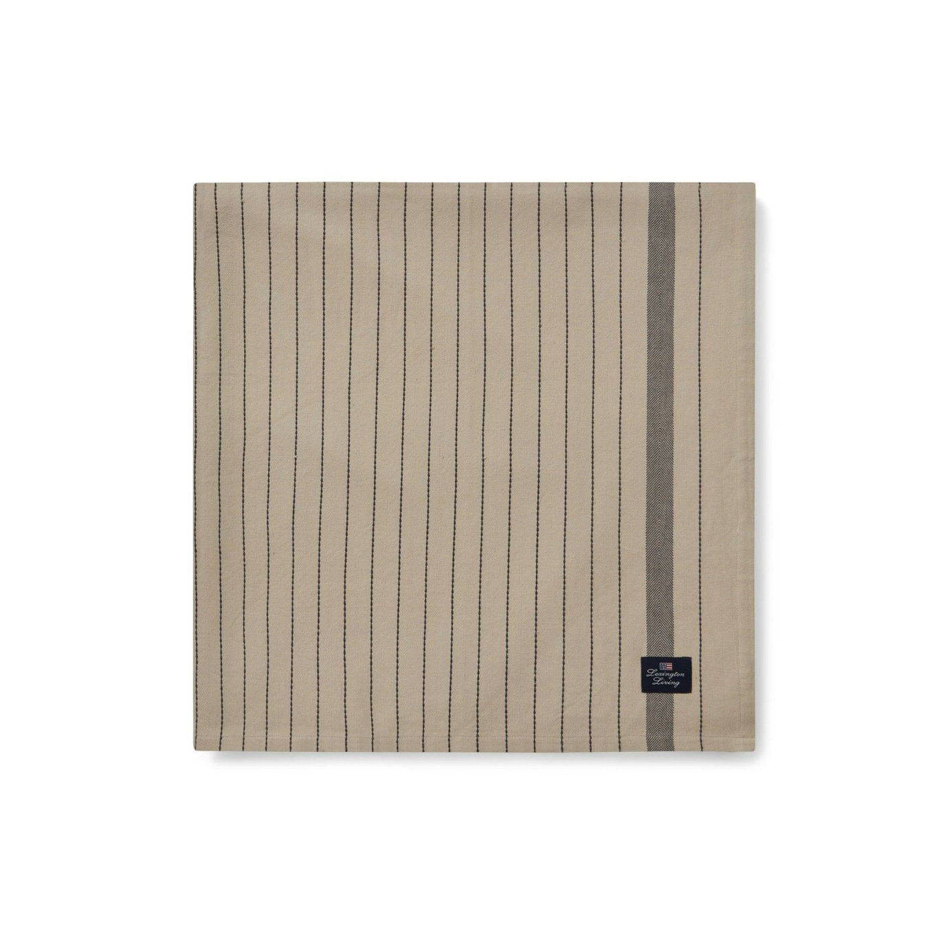 Striped Organic Cotton Pöytäliina Beige/Tummanharmaa, 150x350 cm