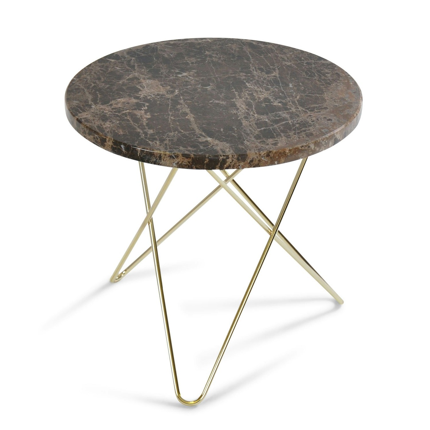 Mini O Side Table, Brass Base, Marble