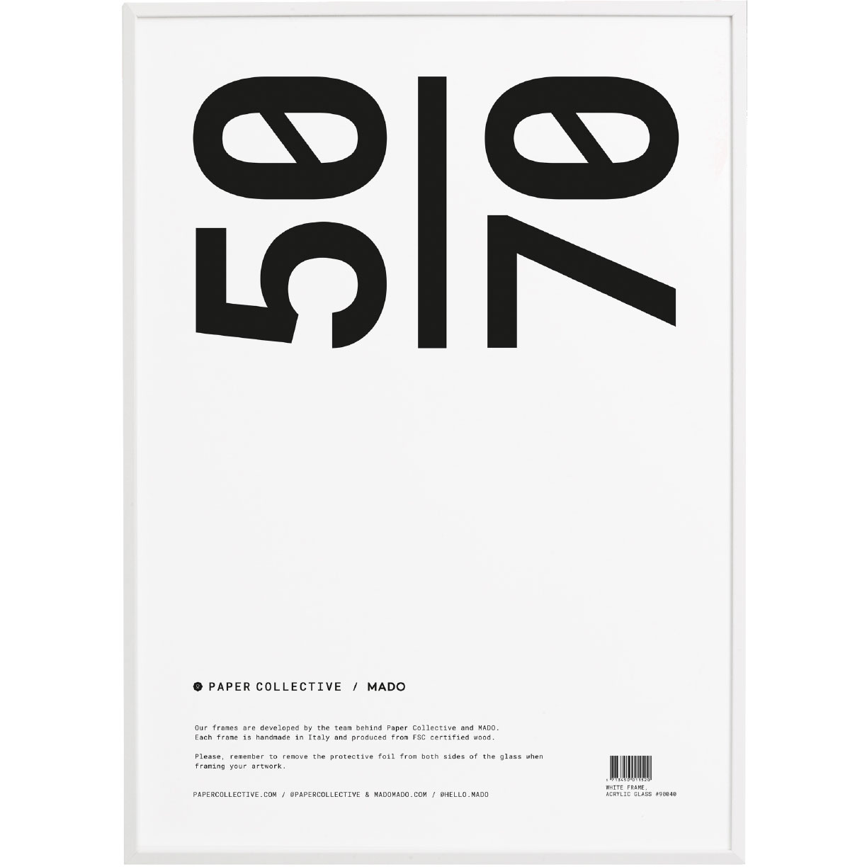 Kehykset Valkoinen / Akryylilasi, 50x70 cm