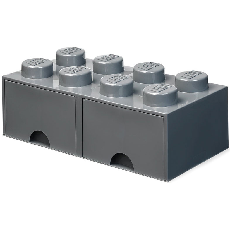 LEGO® Säilytys 2 Laatikolla 8 Nuppia, Dark Stone Grey