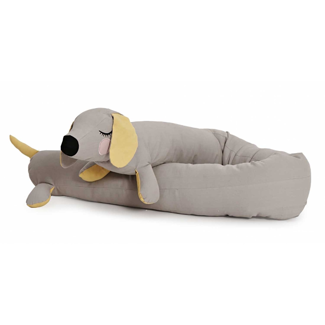 Lazy Long Dog Cushion, Light Grey